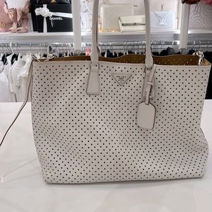Ivory/white Prada tote